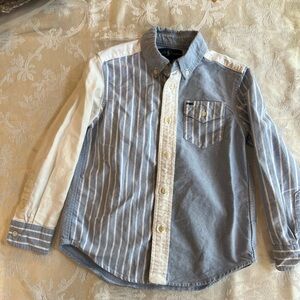 SOLD***Polo Ralph Lauren Boys Color-Block Blue Stripe Oxford Size 5